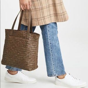 Madewell medium transport woven leather tote bag